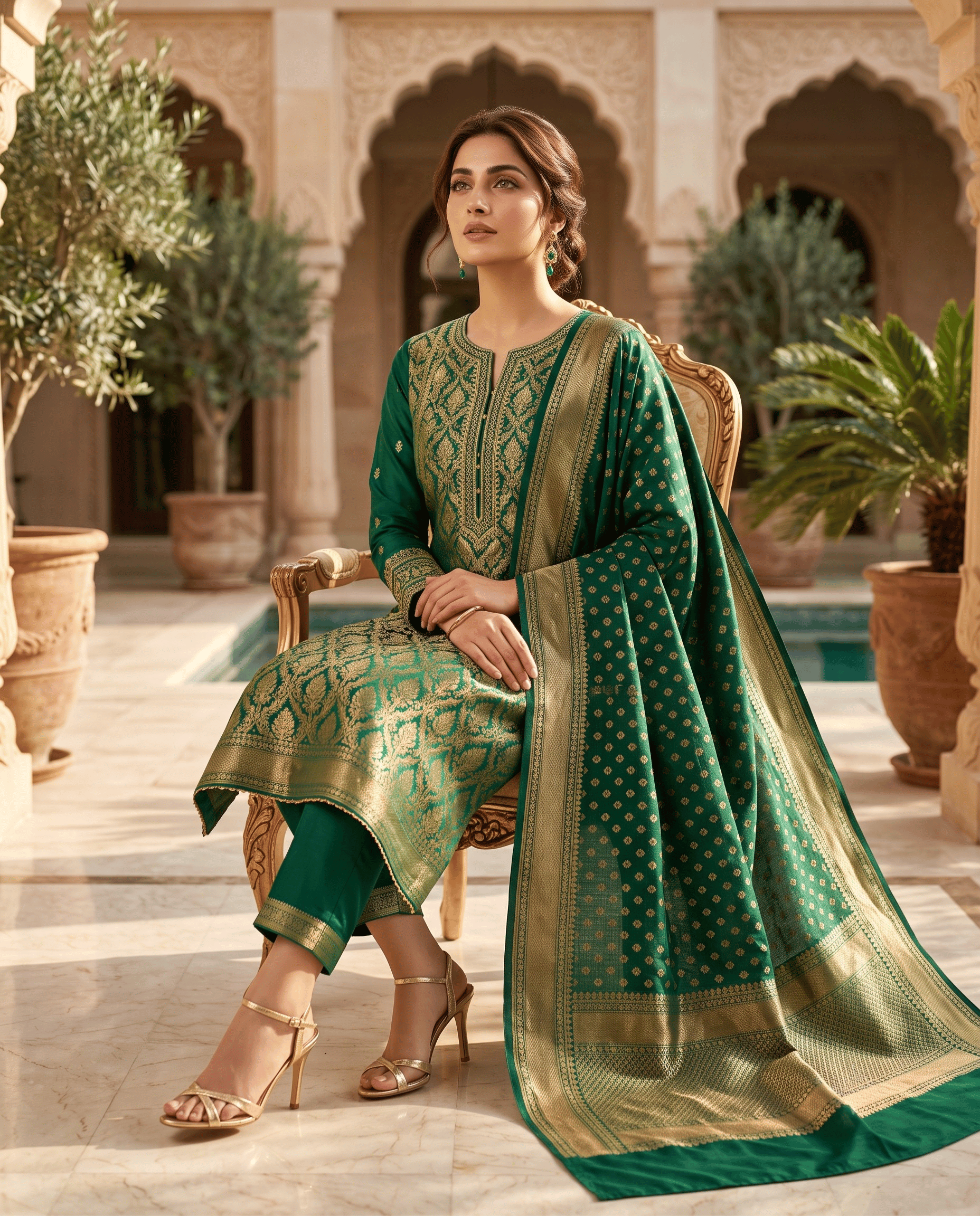 Emerald Green Brocade